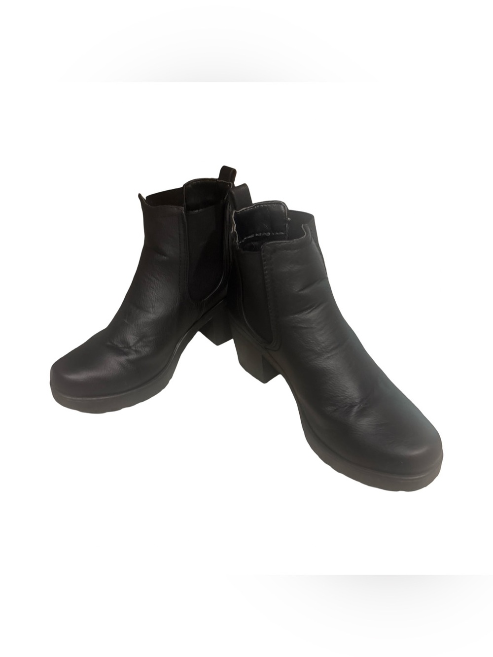 Krush Y2K Black Leather Edgy Grunge Ankle Booties with Block Heel size 6